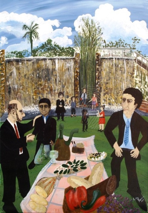 Kathy Duronio's painting style is full of personality, capturing moments in time with humour and humanity. This painting is called Corporate Lunch and you can buy it now for $950. 