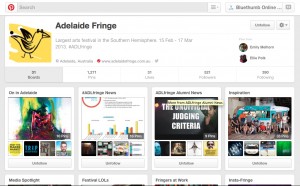 An example of a good Pinterest Account. Adelaide Fringe Festival.