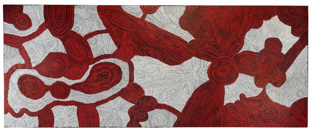 Betty Kuntiwa Pumani, Antara, 2015, Synthetic polymer paint on linen. 122cm x 300cm