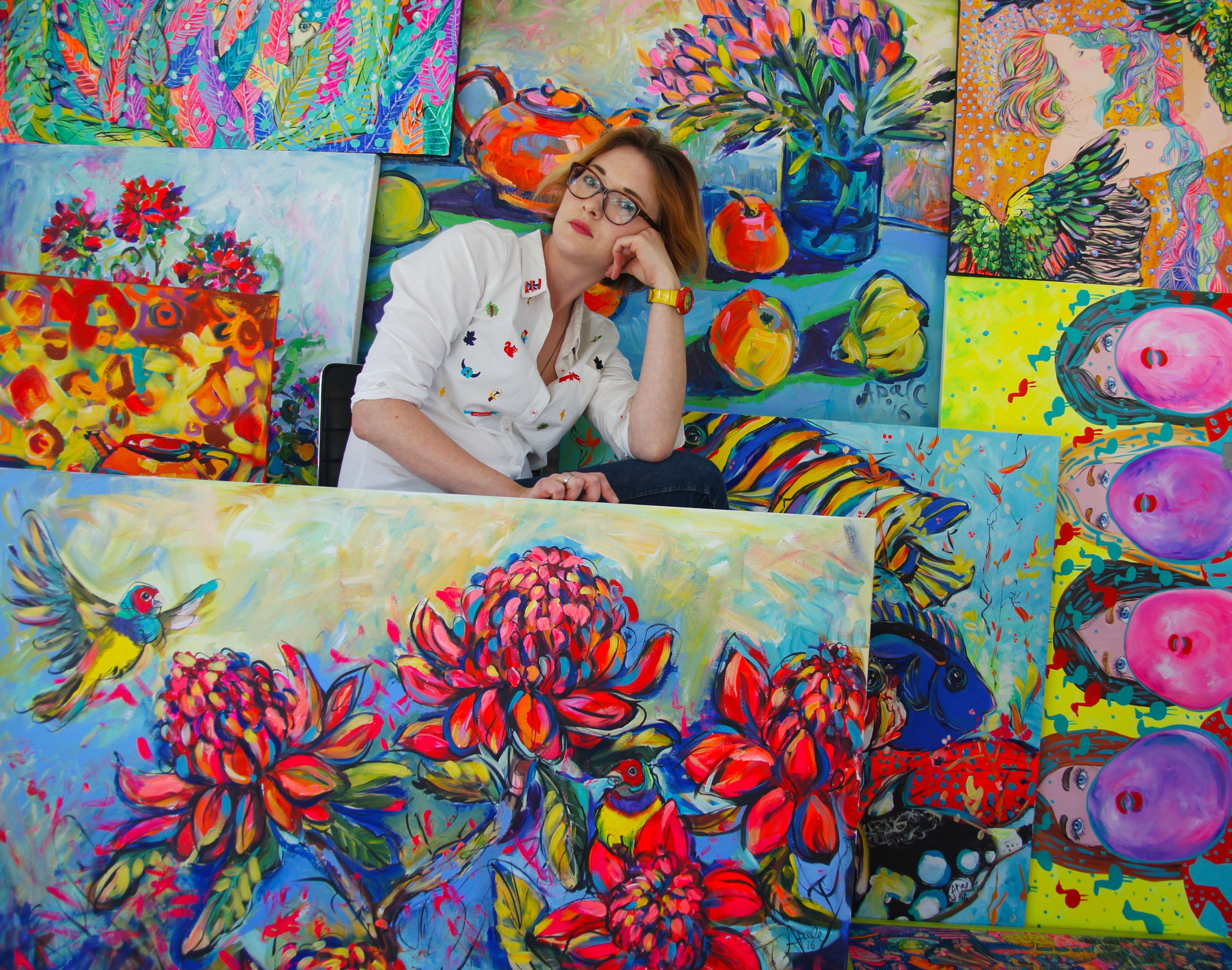 Katerina with her many works 
