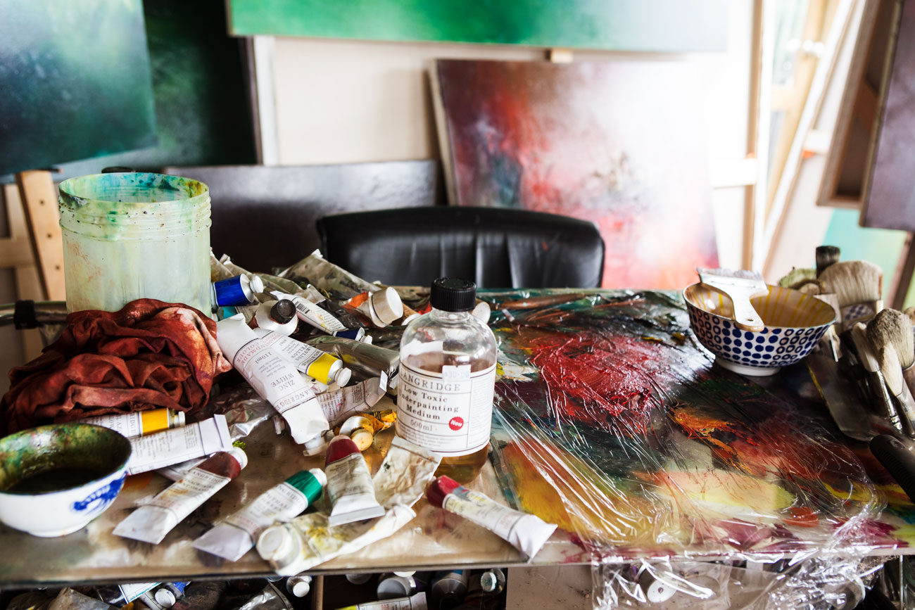Artist's workbench and studio