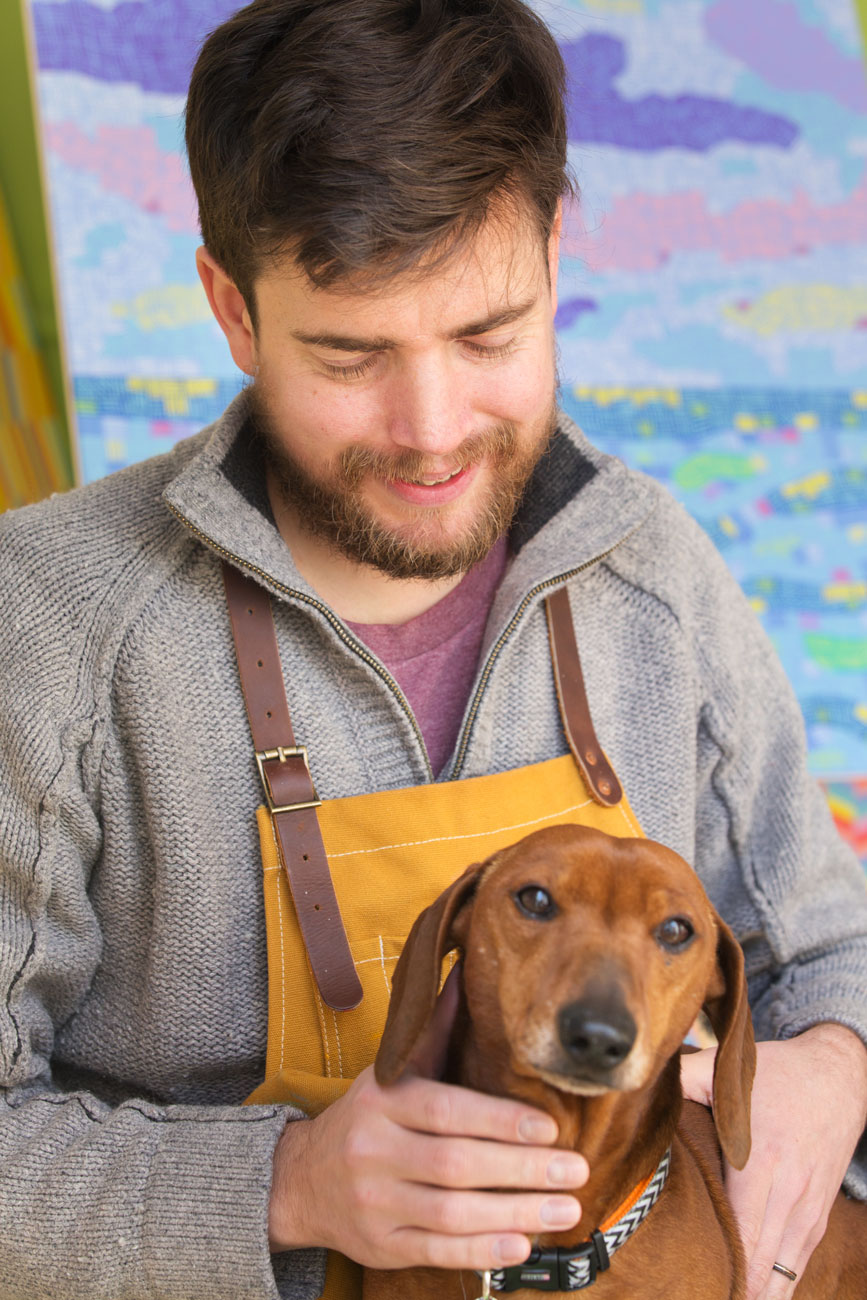 Artist with dog