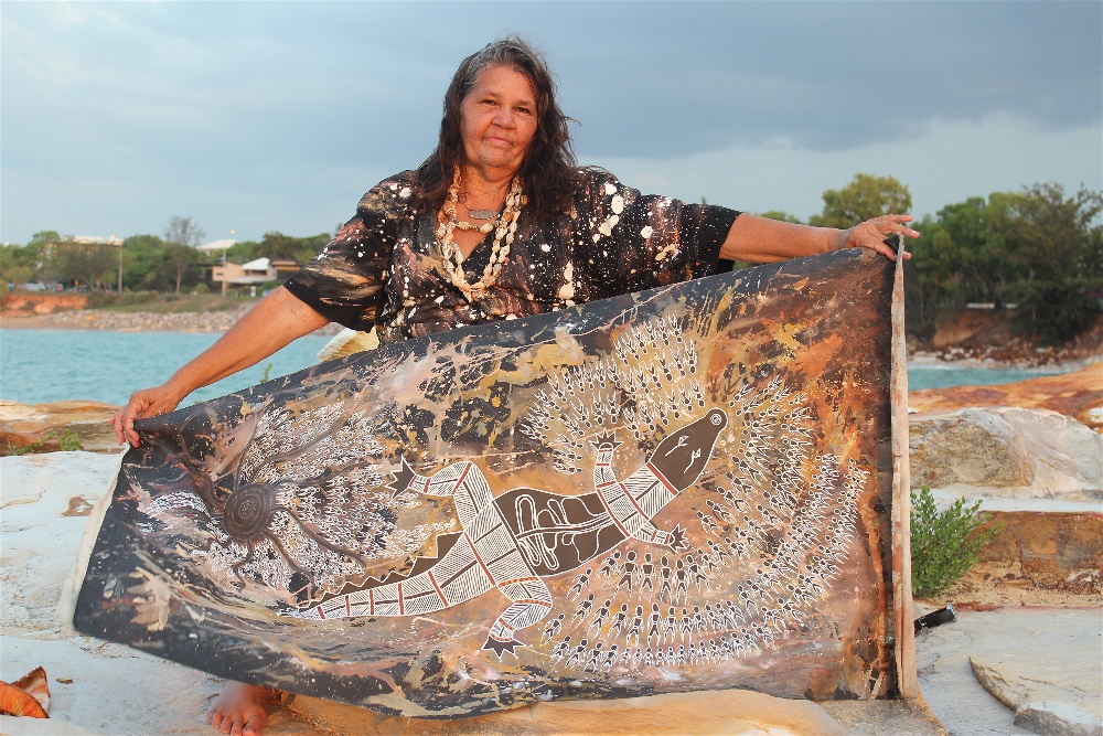 June Mills, crocodile, Larrakia, Artist, Bluethumb Art Prize