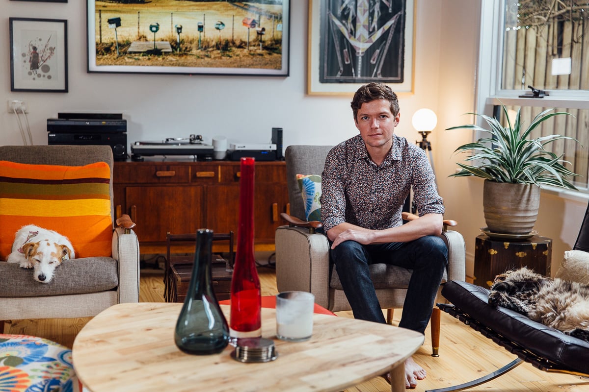 Art collector Freddy Grant in his retro inspired home