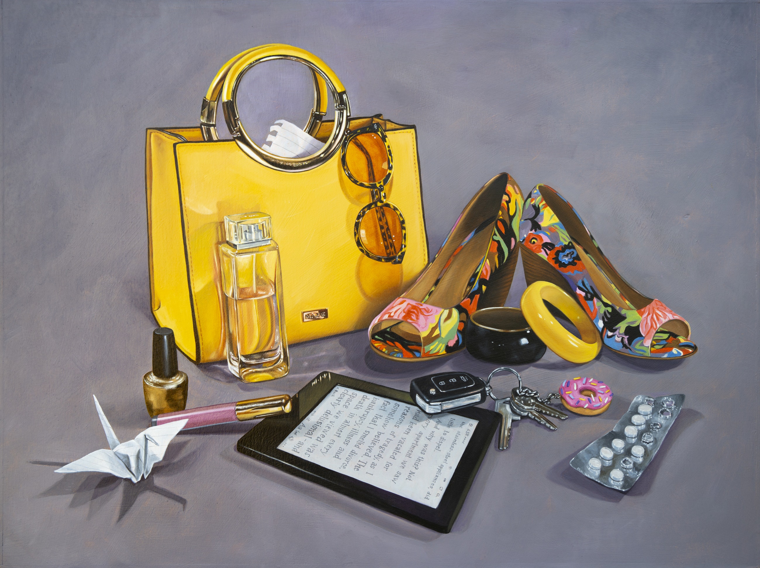 Arsenal For Today (Gold) by Melissa Ritchie. Classical still life paintings for sale on Bluethumb.
