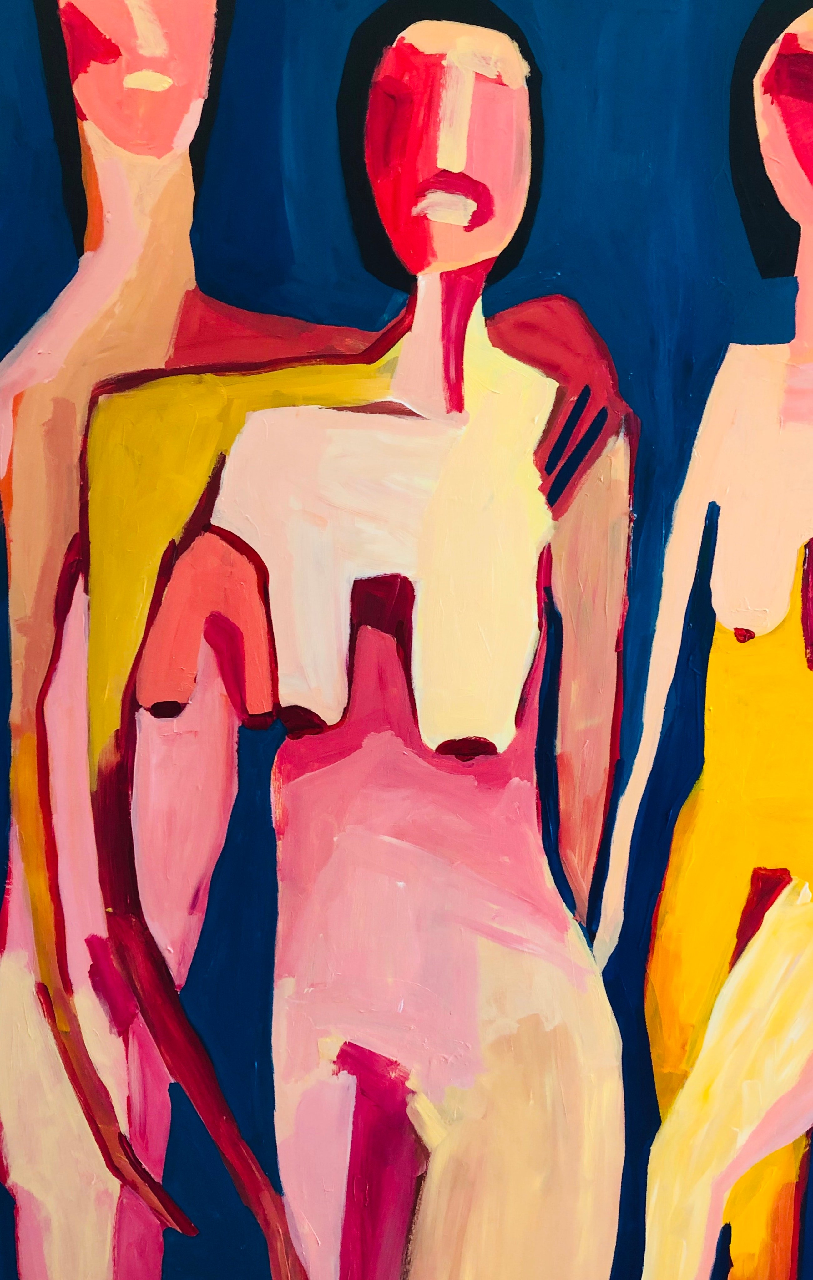 Skinny Dipping (Three Sisters) by Sharon Monagle. Acrylic paintings for sale on Bluethumb.
