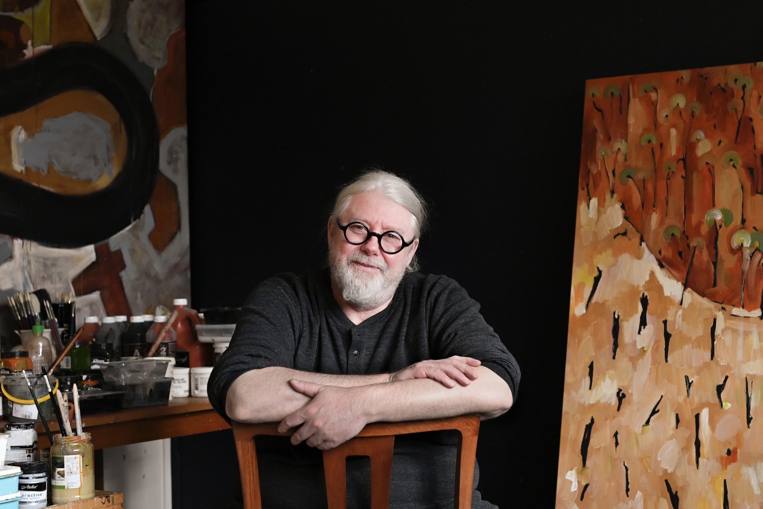 Photograph of Michael Wolfe in his studio