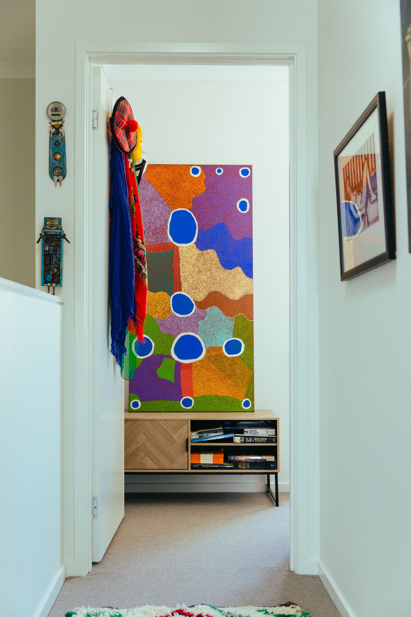 Boldly colourful Aboriginal artwork in Kate Rogers home