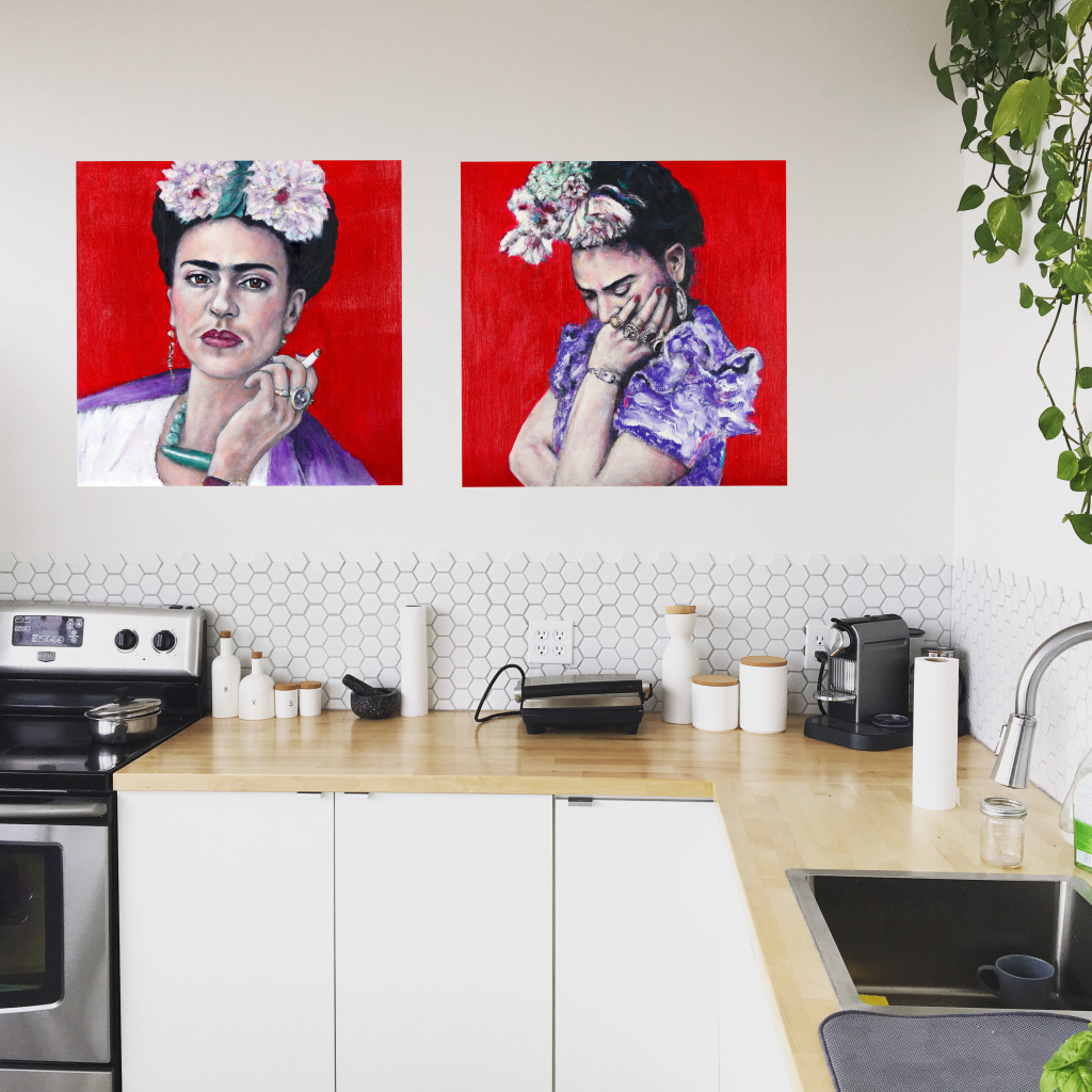 ‘Amada (Beloved) Frida' and ‘Contemplando Frida' are limited edition giclee prints by Tania Cole.