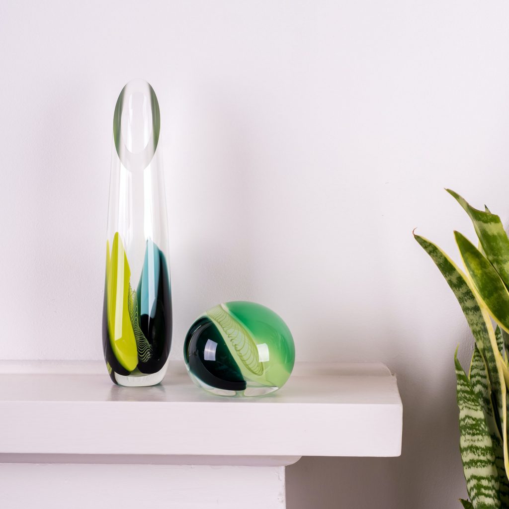 Display sculptured in your rental like this Green 'Mixed Colour' Posy Vase by Nicole Ayliffe.
