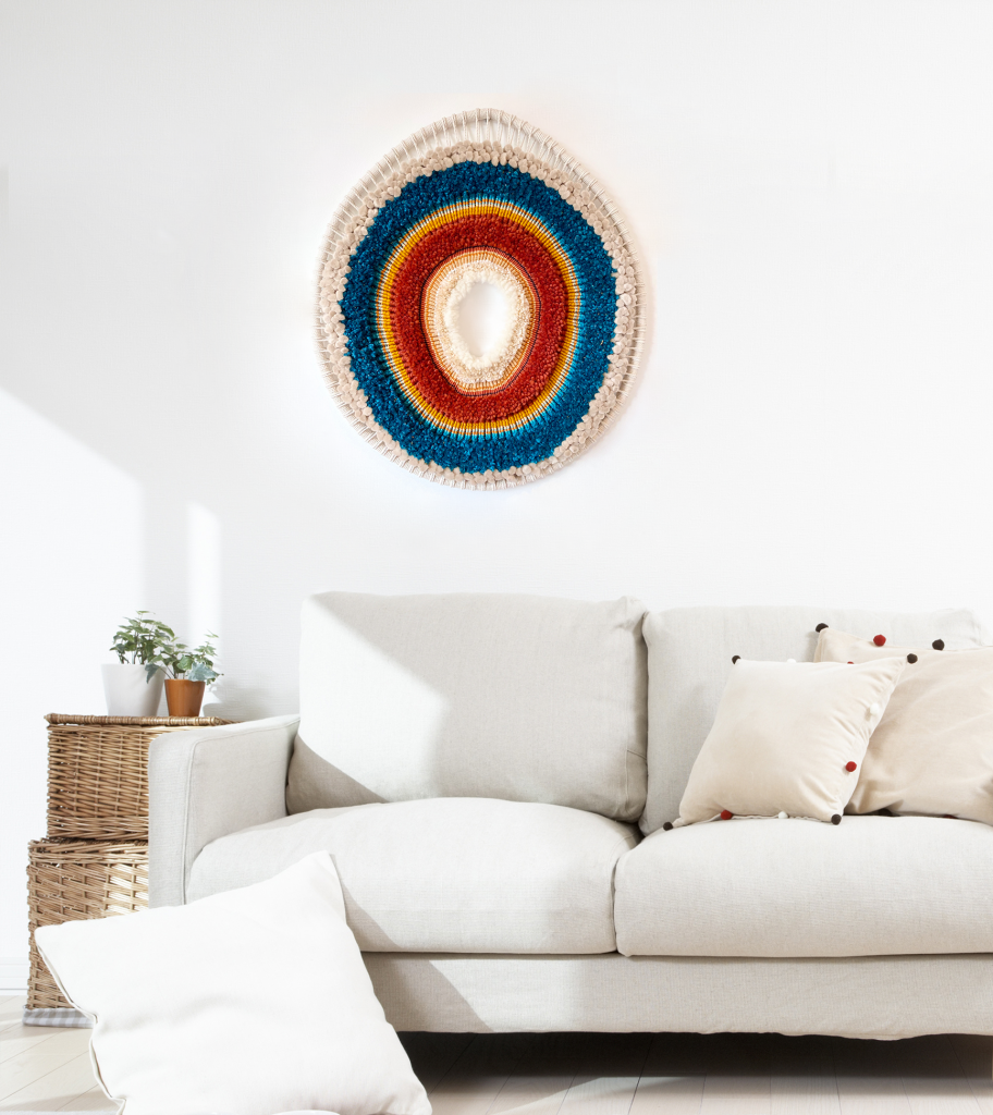 Display artworks like Amber Sea Agate by Danielle Torresan that can be easily hung using a command hook.