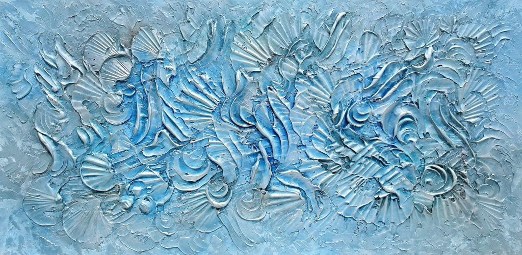 Abstract blue Costal Tranquility by Sviatlana Osborne.