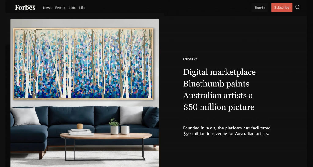 Bluethumb in Forbes Australia