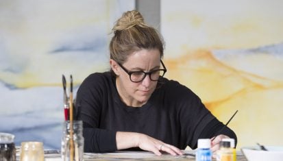 Studio artist at work