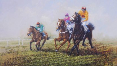 Three Abreast by Graham Nichols. Original horse art and prints on Bluethumb.