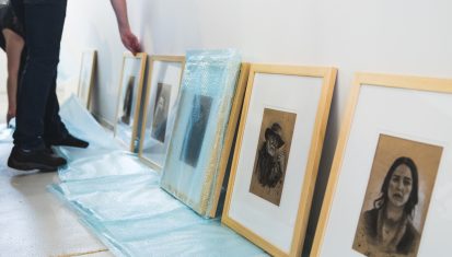 Professionally framed artworks in gallery